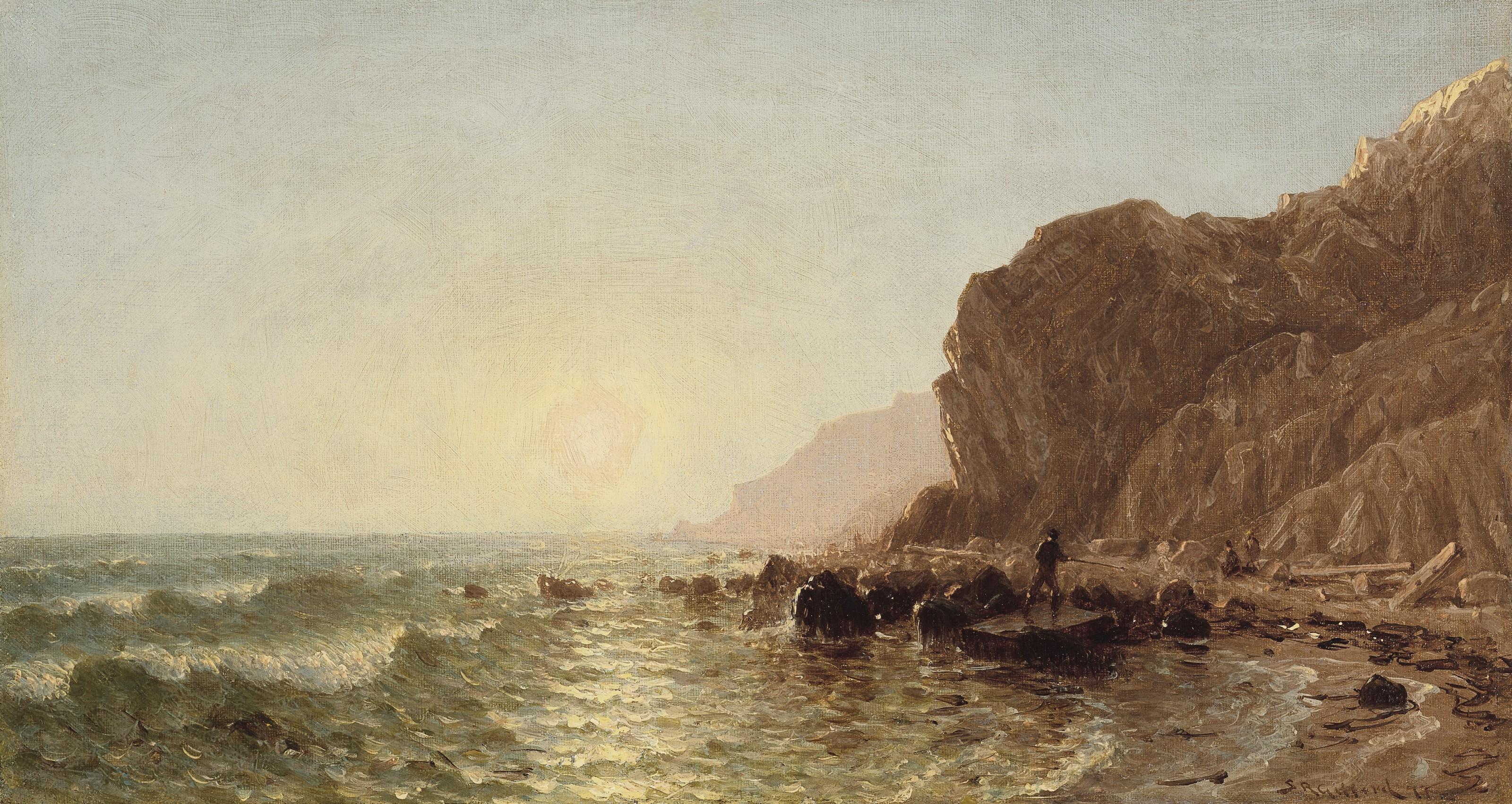 Sanford Robinson Gifford - Study for \'Sunset on the Shore of No Man\'s Land—Bass Fishing\'