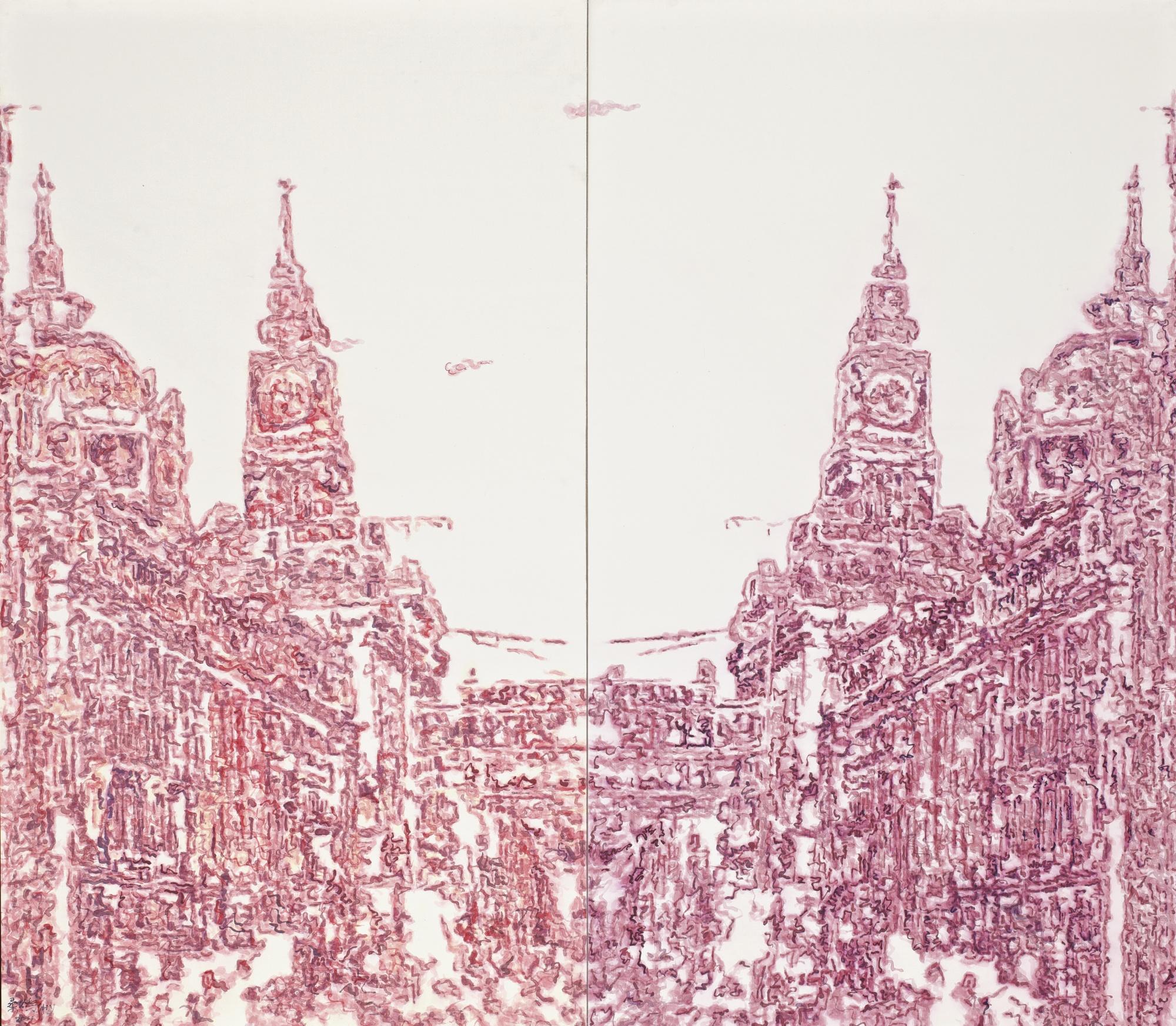 Sang Huoyao - Colourful Clouds Floating Over The Huangpu River - Day And Night (Diptych)