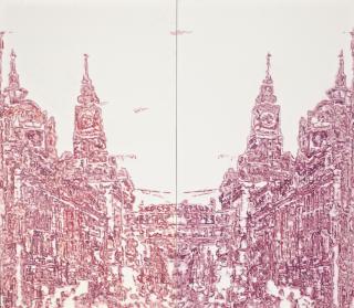 Sang Huoyao - Colourful Clouds Floating Over The Huangpu River - Day And Night (Diptych)