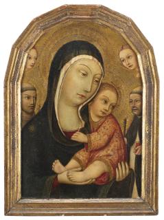 Sano di Pietro - Madonna con Bambino, santi e angeli