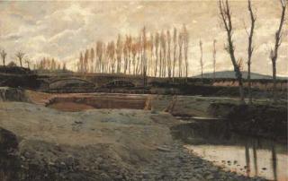 Santiago Rusiñol Prats - Un Atardecer En Cataluña