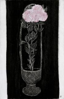 Sanyu - Chrysanthèmes roses dans une corbeille (Pink Chrysanthemums in a Basket)