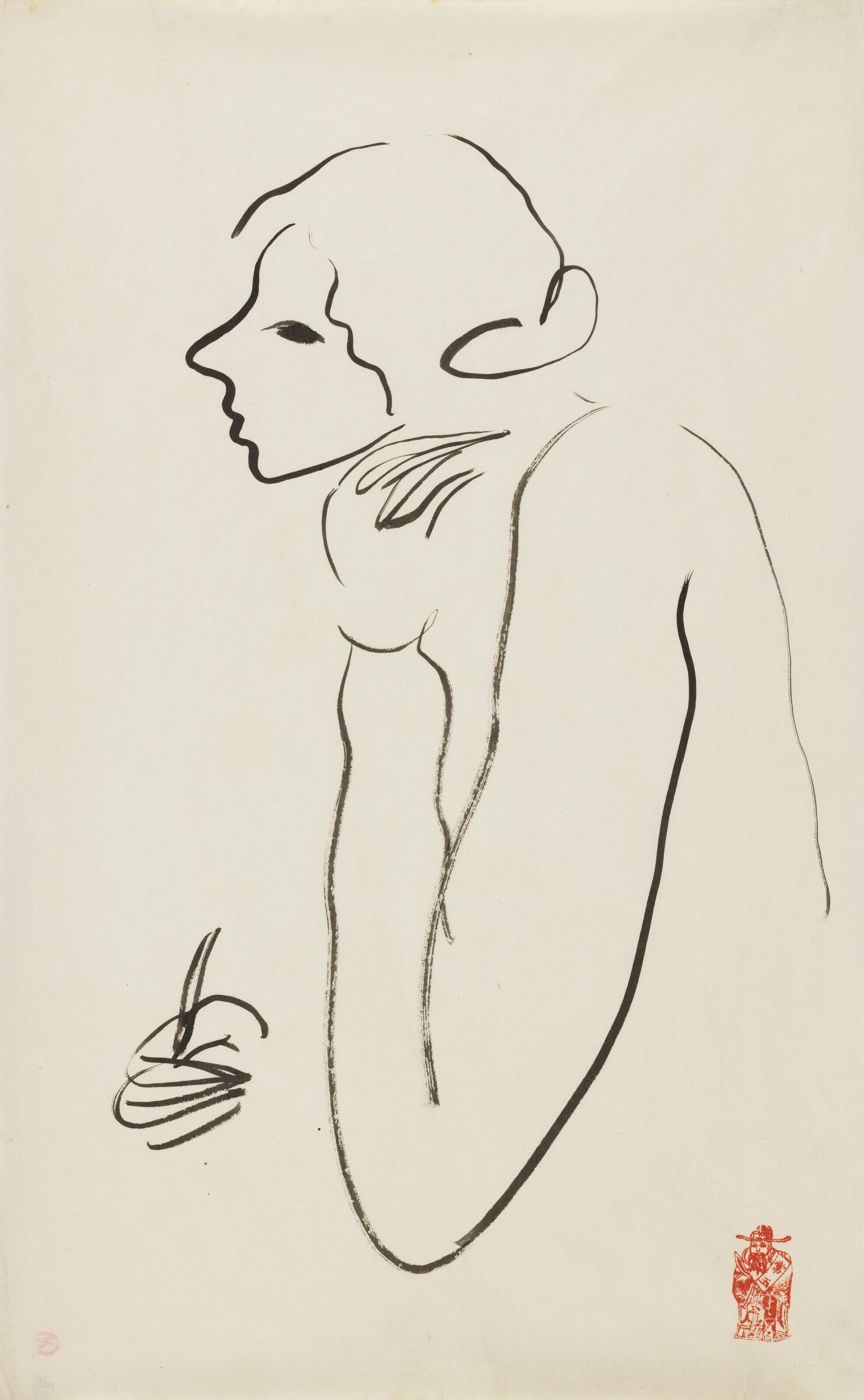 Sanyu - Femme accoudée dessinant