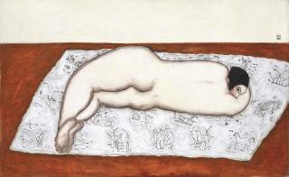 Sanyu - Femme nue sur un tapis (Nude on Tapestry)
