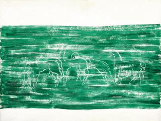 Sanyu - Horses in a Green Landscape