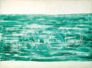 Sanyu - Horses in a Green Landscape