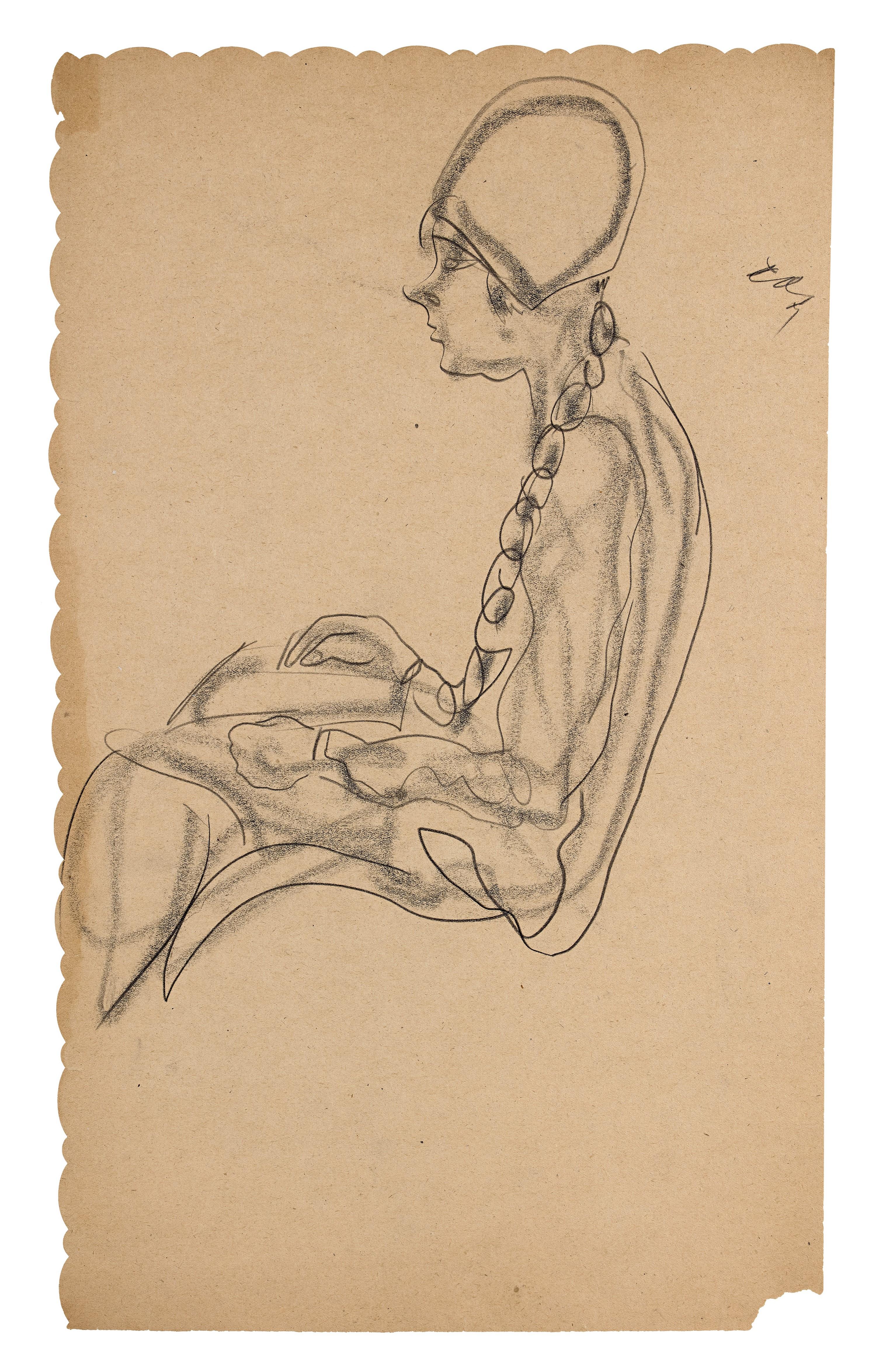 Sanyu - Lady Reading Newspaper(Painted In 1920S To 1930S)