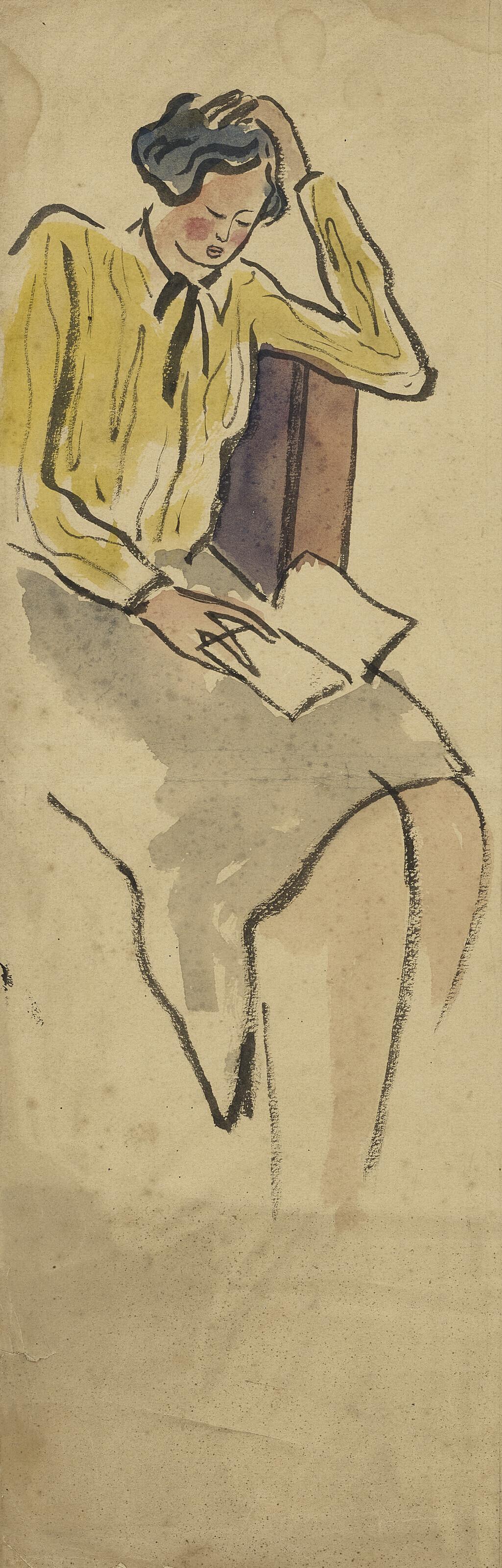 Sanyu - Lectrice à la blouse jaune (Woman in Yellow Blouse Reading)