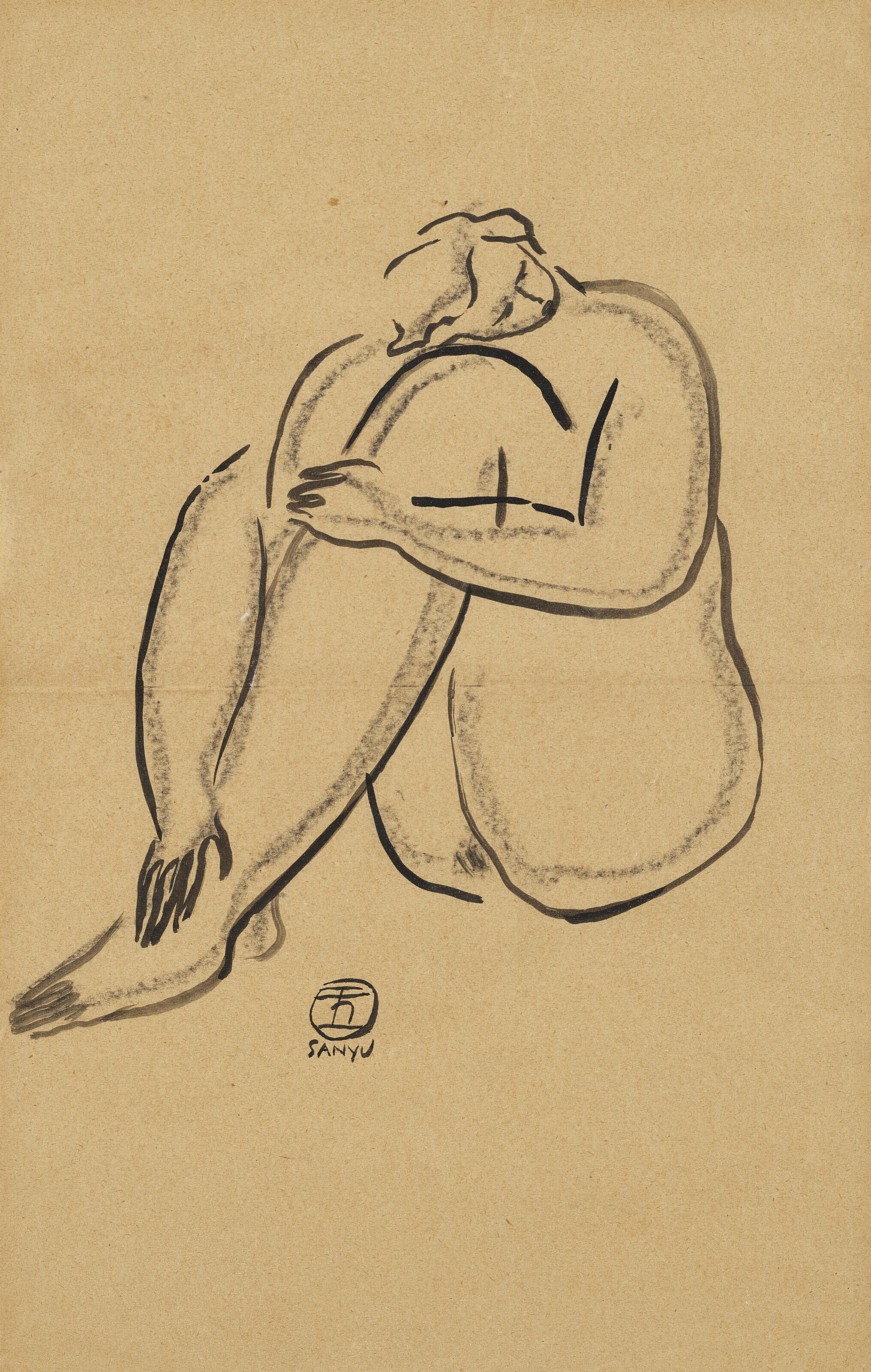 Sanyu - Nu assis aux jambes pliées (Seated Nude)