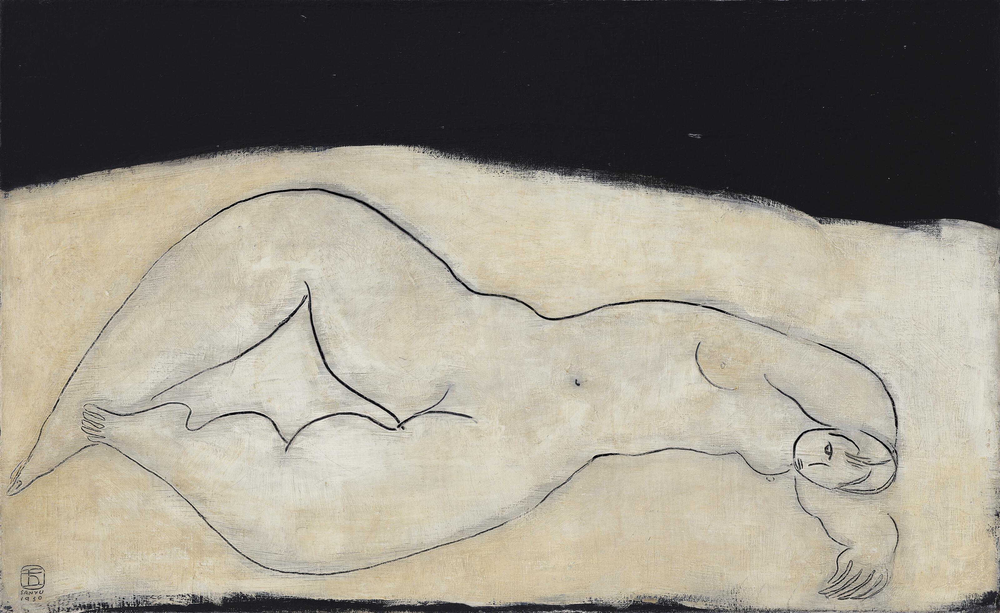 Sanyu - Nu blanc au genou levé (White Nude, with Raised Knee)