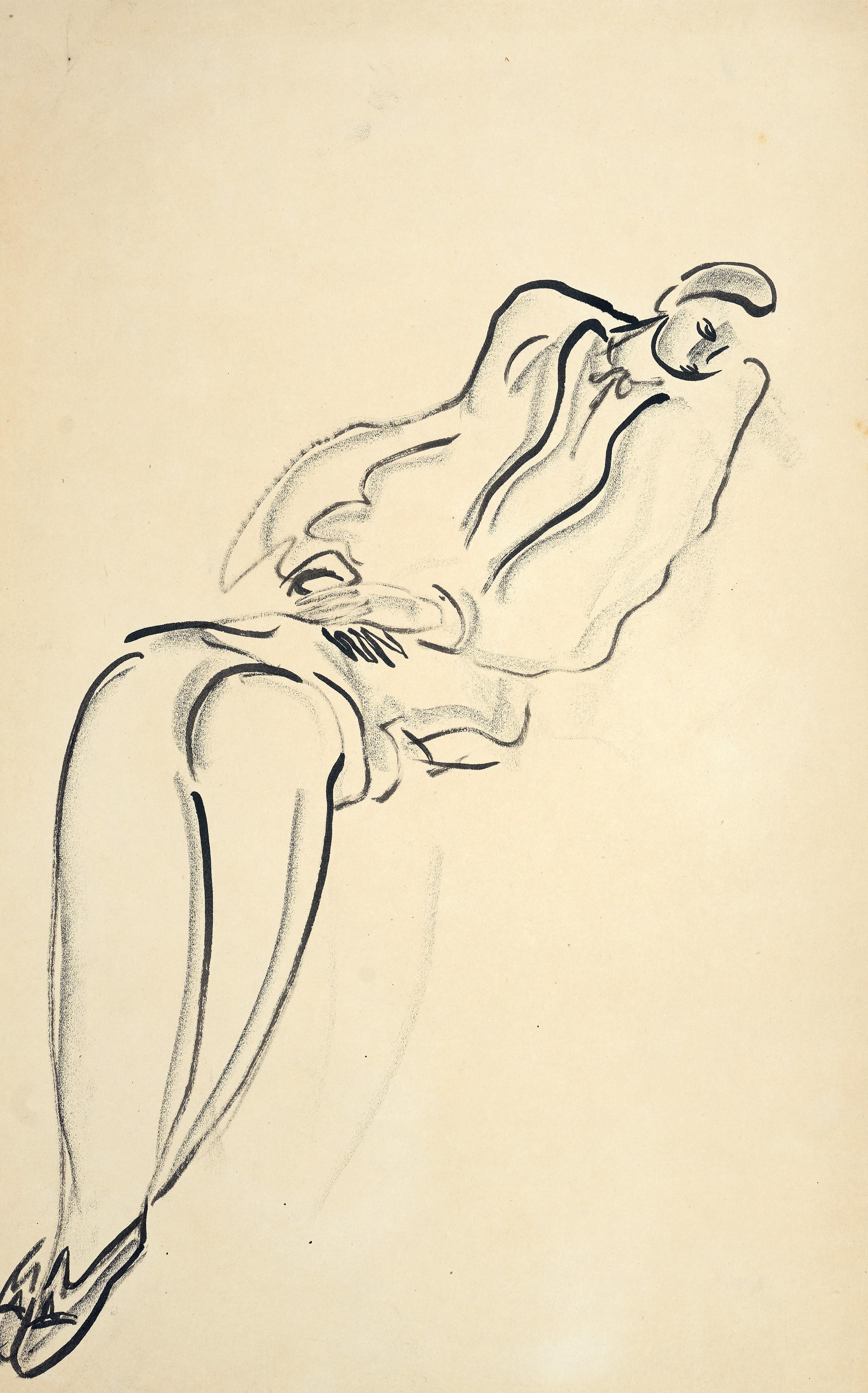 Sanyu - Reclining Lady (Painted From 1920S To 1930S)