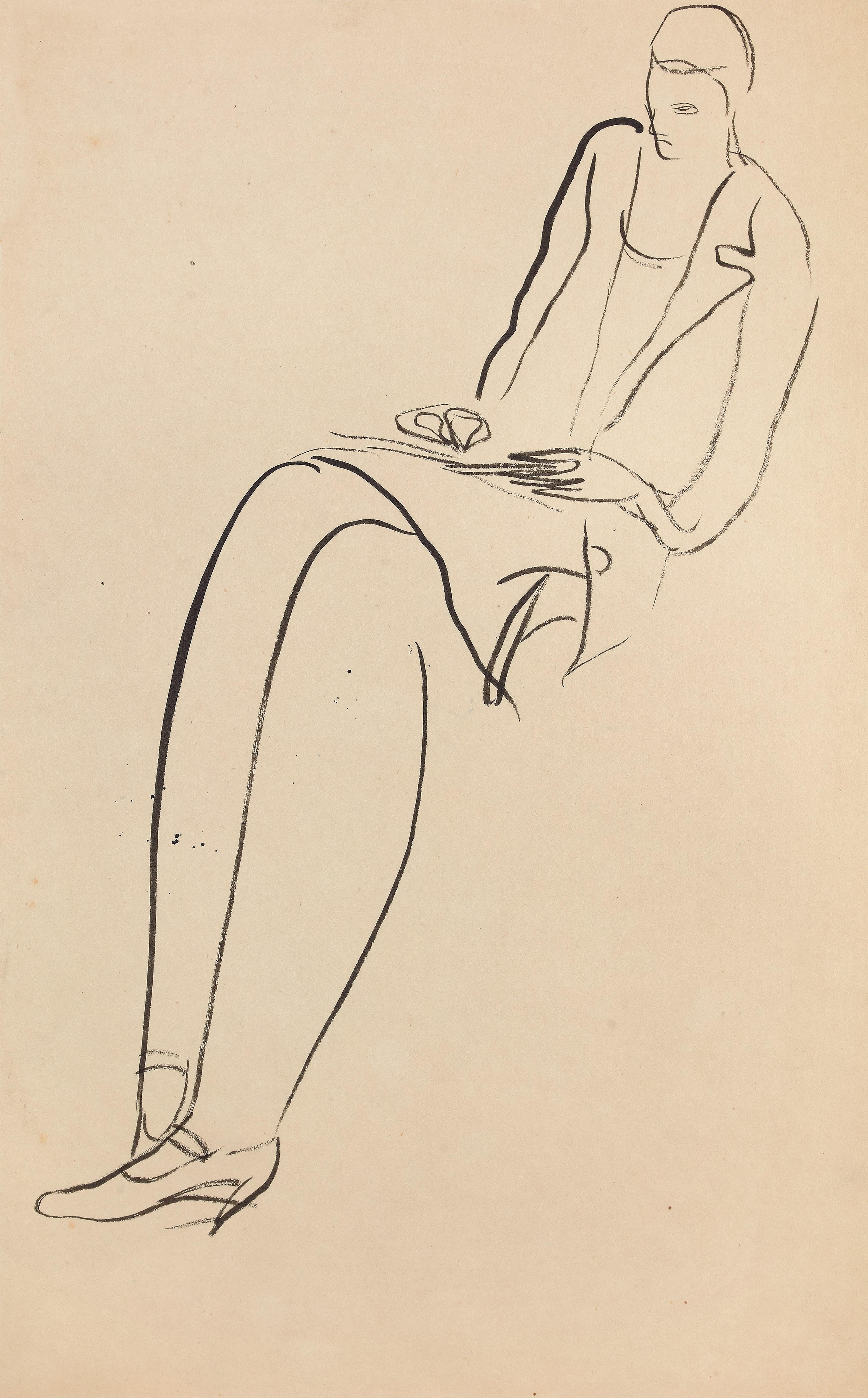 Sanyu - Reclining Lady(Painted In 1920S To 1930S)