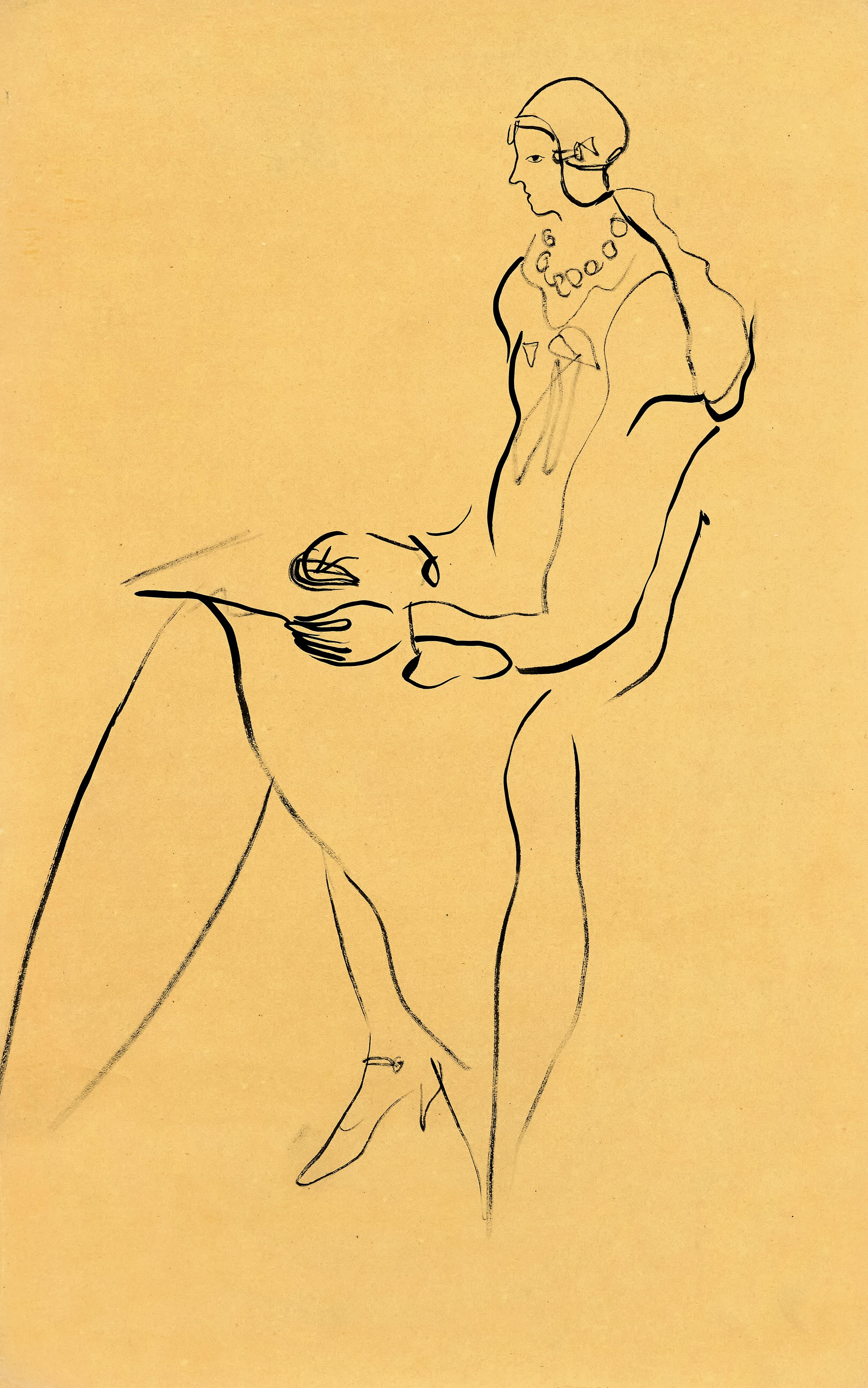 Sanyu - Seated Lady(Painted in 1920s to 1930s)