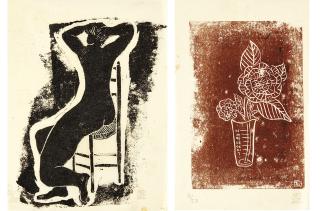 Sanyu - Seated Nude; Flower in Vase