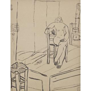 Sanyu - Seated Nude In An Interior