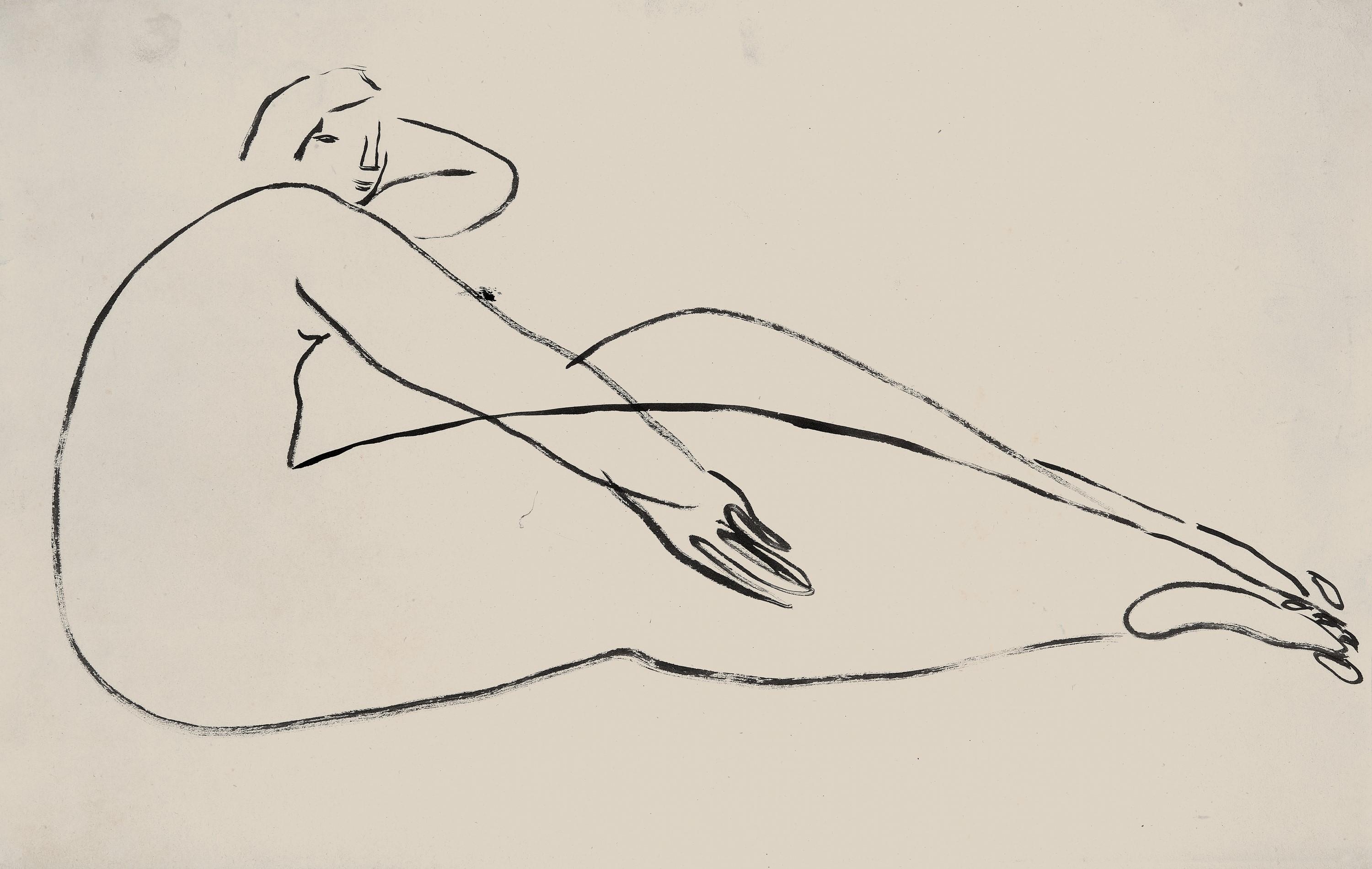 Sanyu - Seated Woman with Relaxed Arm(Painted in 1920s-1930s)