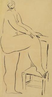 Sanyu - Standing Nude With One Foot On A Chair