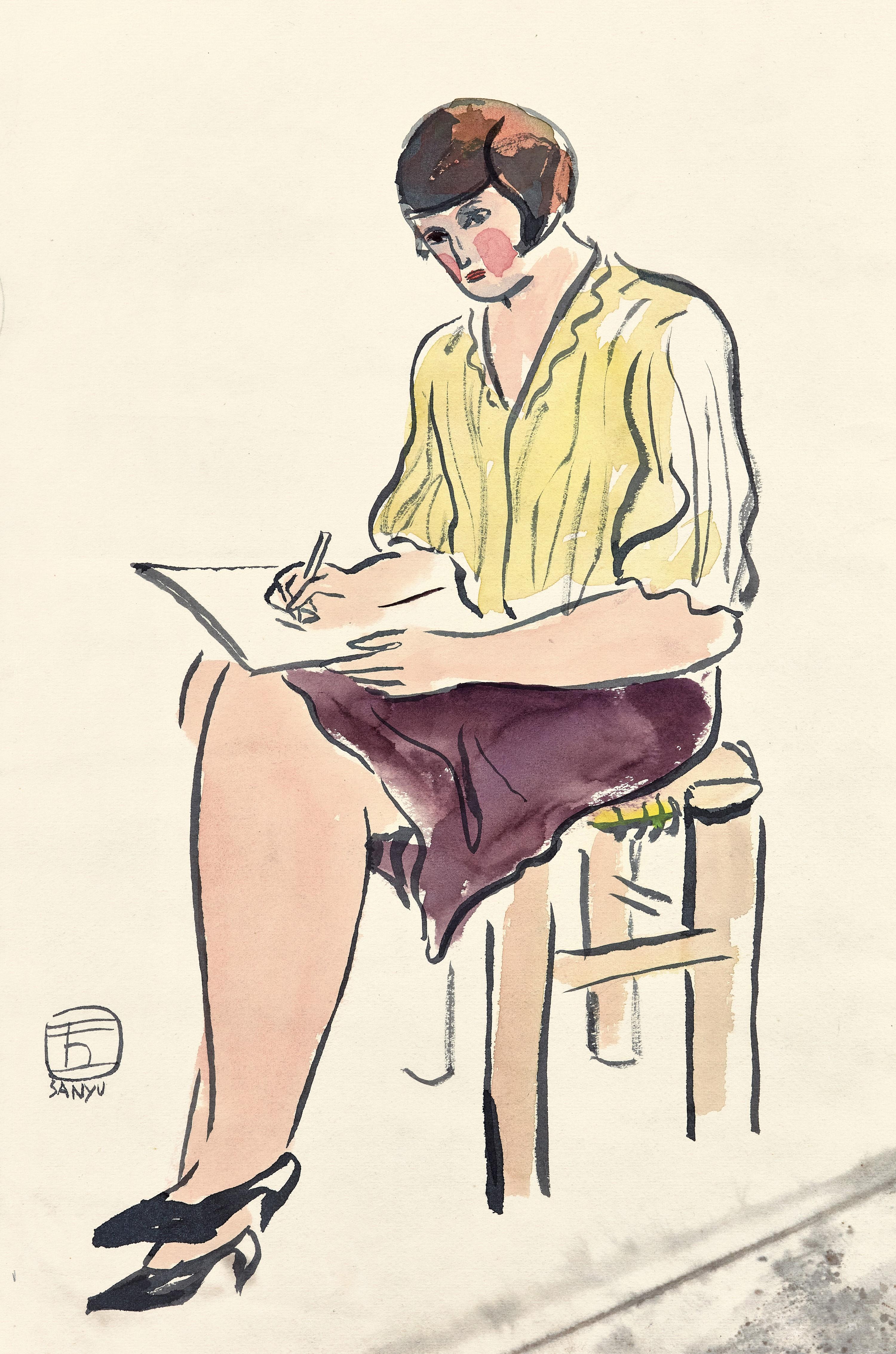 Sanyu - Woman in Purple Skirt(Painted in 1920s to 1930s)