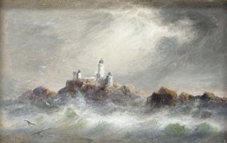 Sarah Louisa Kilpack - A Channel Island lighthouse, possibly La Corbiere; and The Needles
