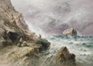 Sarah Louisa Kilpack - Mussel gatherers on the Jersey foreshore