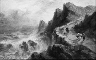 Sarah Louise Kilpack - On the Causeway at Sark with a storm brewing