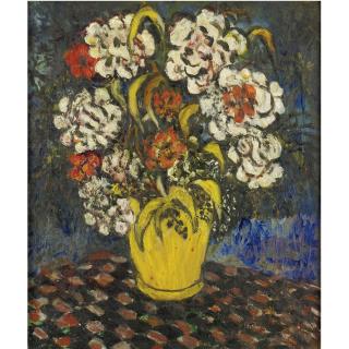 Sasha Moldovan - Still Life With Flowers In A Yellow Vase