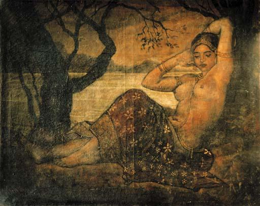 Satish Sinha - Lady by a Lake