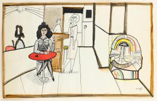 Saul Steinberg - Café Scene, 1949