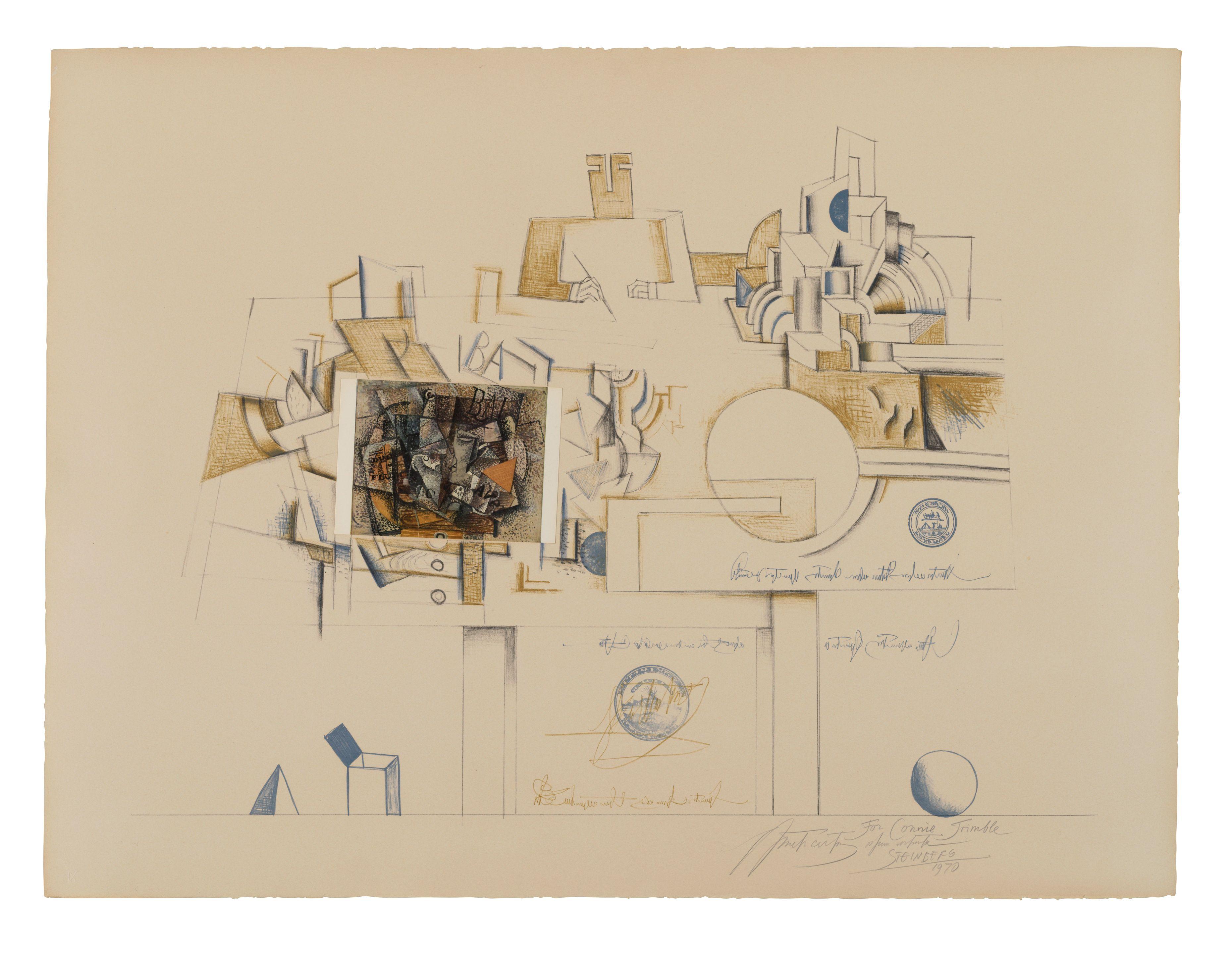 Saul Steinberg - The Braque Postcard (from the six Drawing Tables portfolio)