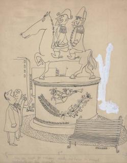 Saul Steinberg - This Was Made For Economy: Really One Horse Is Enough Comfortable For Two Generals