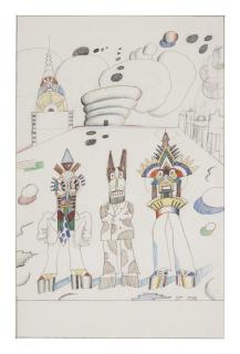 Saul Steinberg - Three New Yorkers, 1976