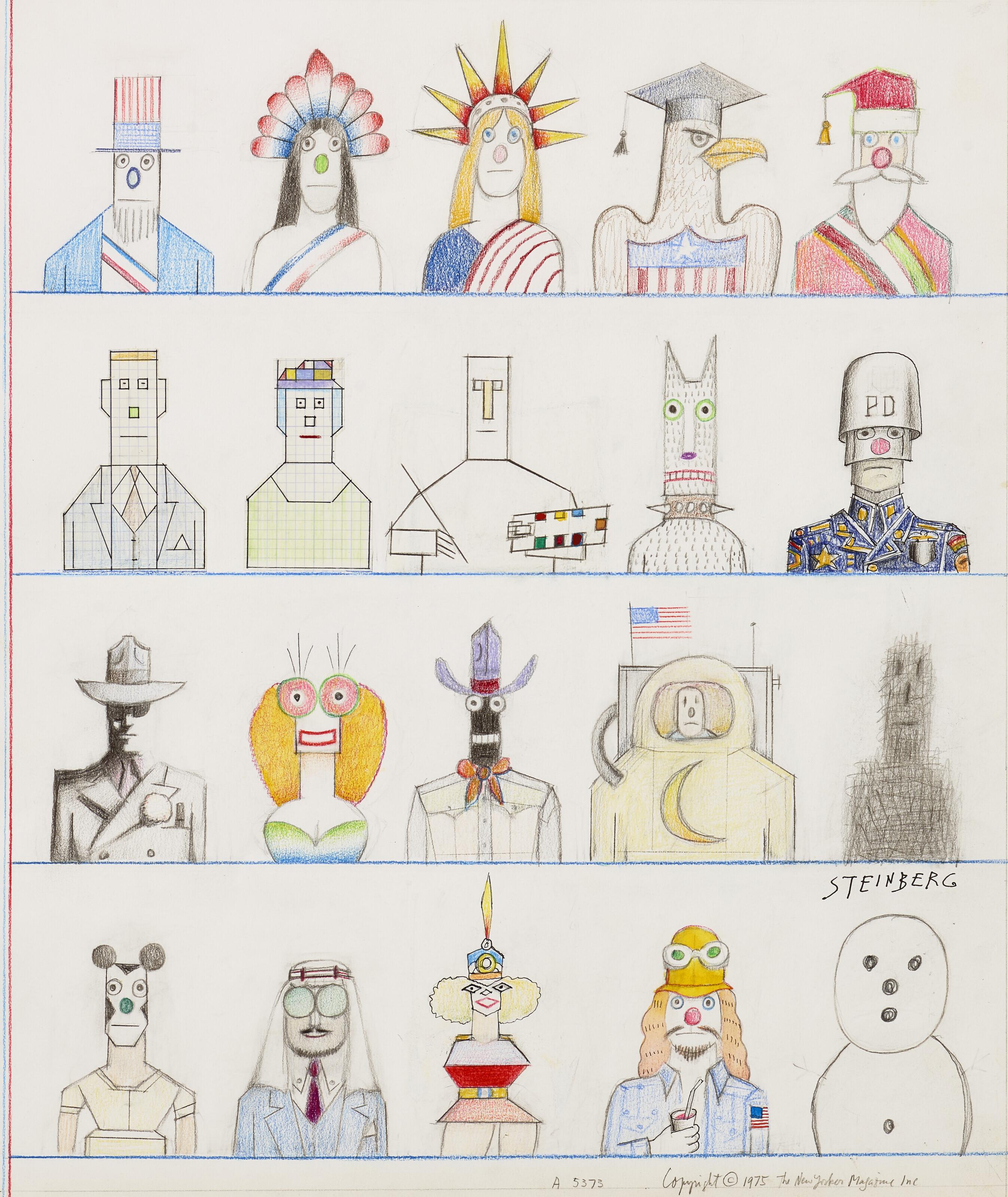 Saul Steinberg - Twenty Americans (Twenty Professions)