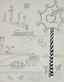 Saul Steinberg - Untitled; and a companion drawing