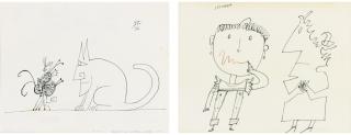 Saul Steinberg - Untitled (Cat); Untitled (Lipstick) [Two Works]