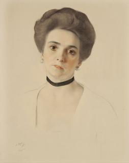 Savelii Sorin - Portrait of a lady with a black choker