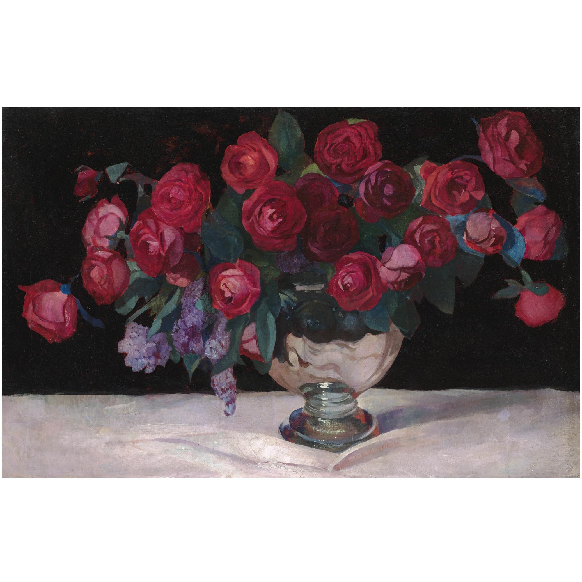 Savely Abramovich Sorine - Still Life Of Roses And Lilac