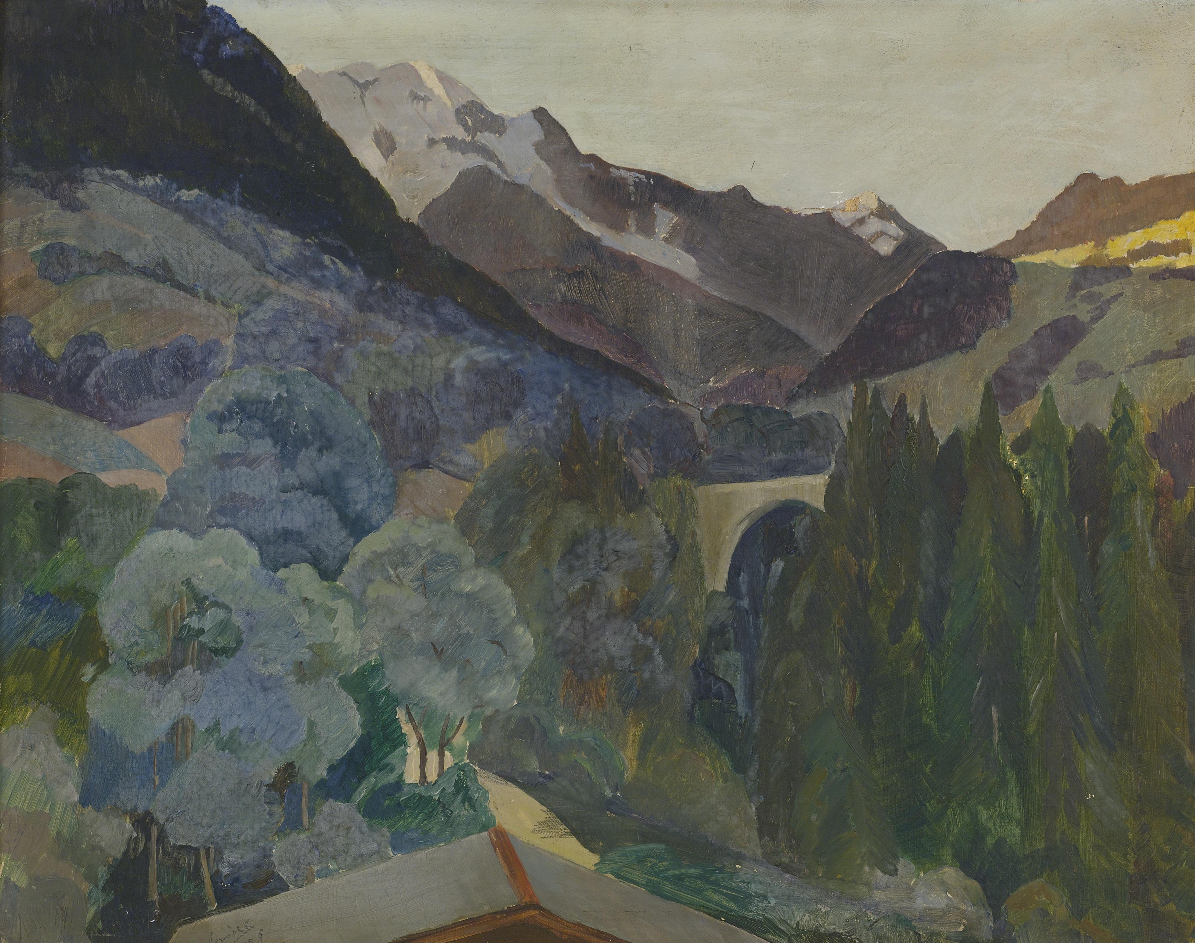 Savely Abramovitch Sorin - Landscape With Bridge