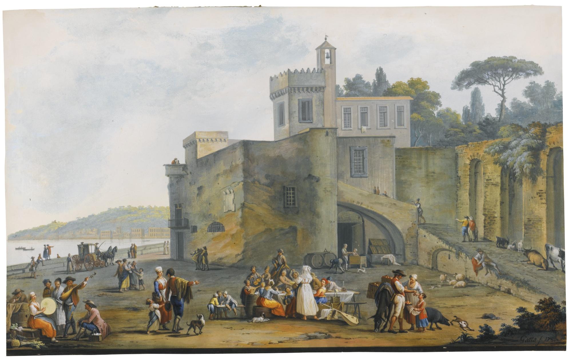 Saverio Della Gatta - A Pair Of Neapolitan Views: A) The Bay Of Naples From Mergellina With The Church Of Santa Maria Del Parto; B) The Islands Of Procida And Ischia From Baia