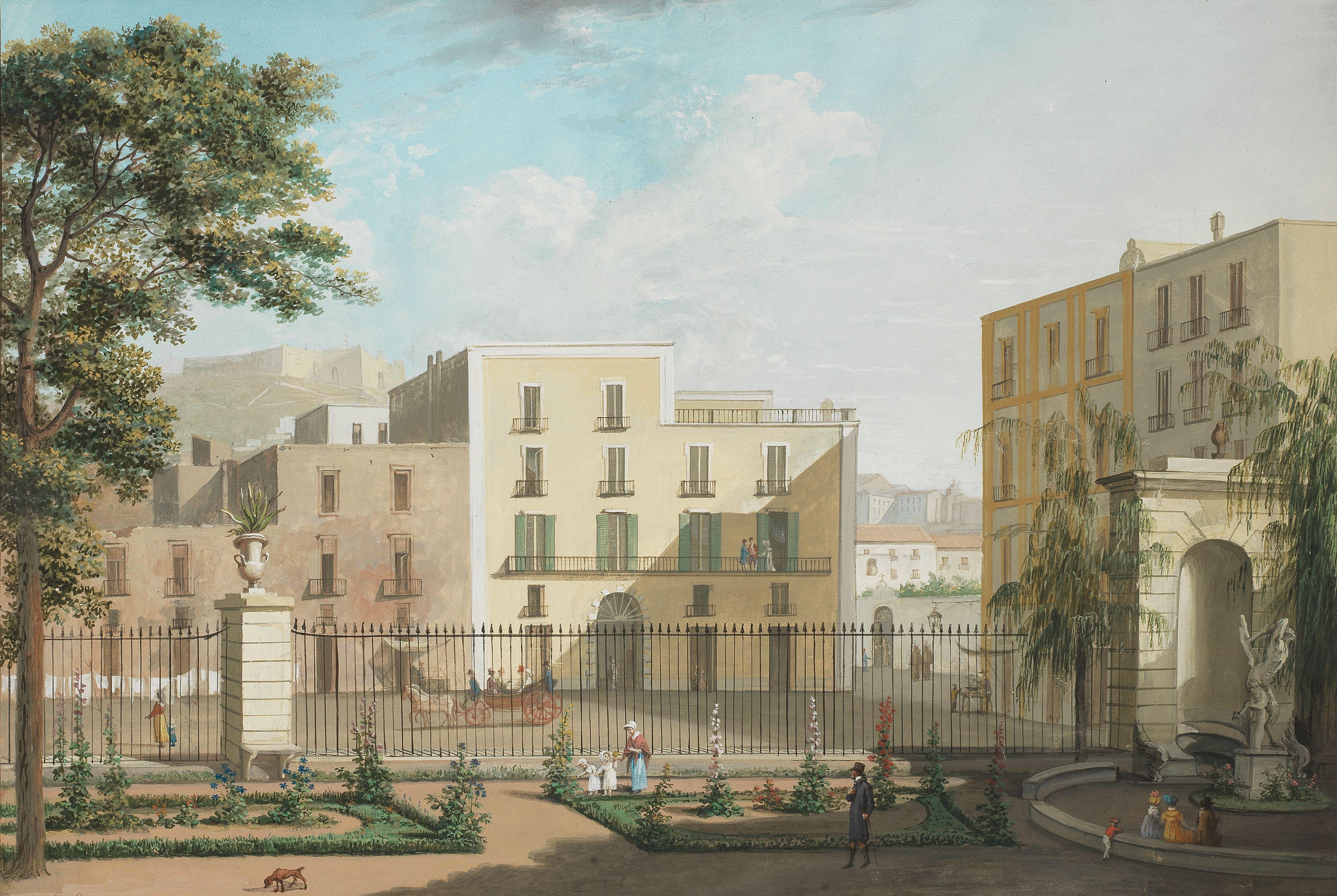 Saverio Della Gatta - View of Naples at Beverello from the side of Palazzo Reale; and View of Naples with the Castel Sant\'Elmo (2)