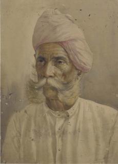Sawalaram Laxman Haldankar - Portrait of A Man Wearing A Pink Turban