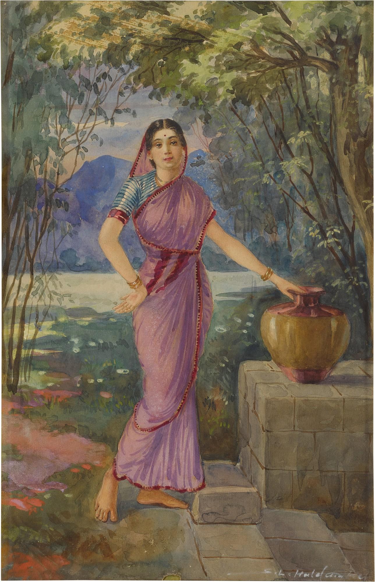 Sawlaram Lakshman Haldankar - Untitled (Lady in a Garden)