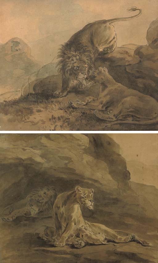 Sawrey Gilpin, R.A. - A lion and lioness; and The lions den