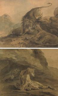 Sawrey Gilpin, R.A. - A lion and lioness; and The lions den