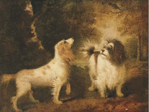 Sawrey Gilpin, R.A. - A Spaniel and a Terrier in a landscape