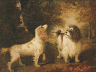 Sawrey Gilpin, R.A. - A Spaniel and a Terrier in a landscape