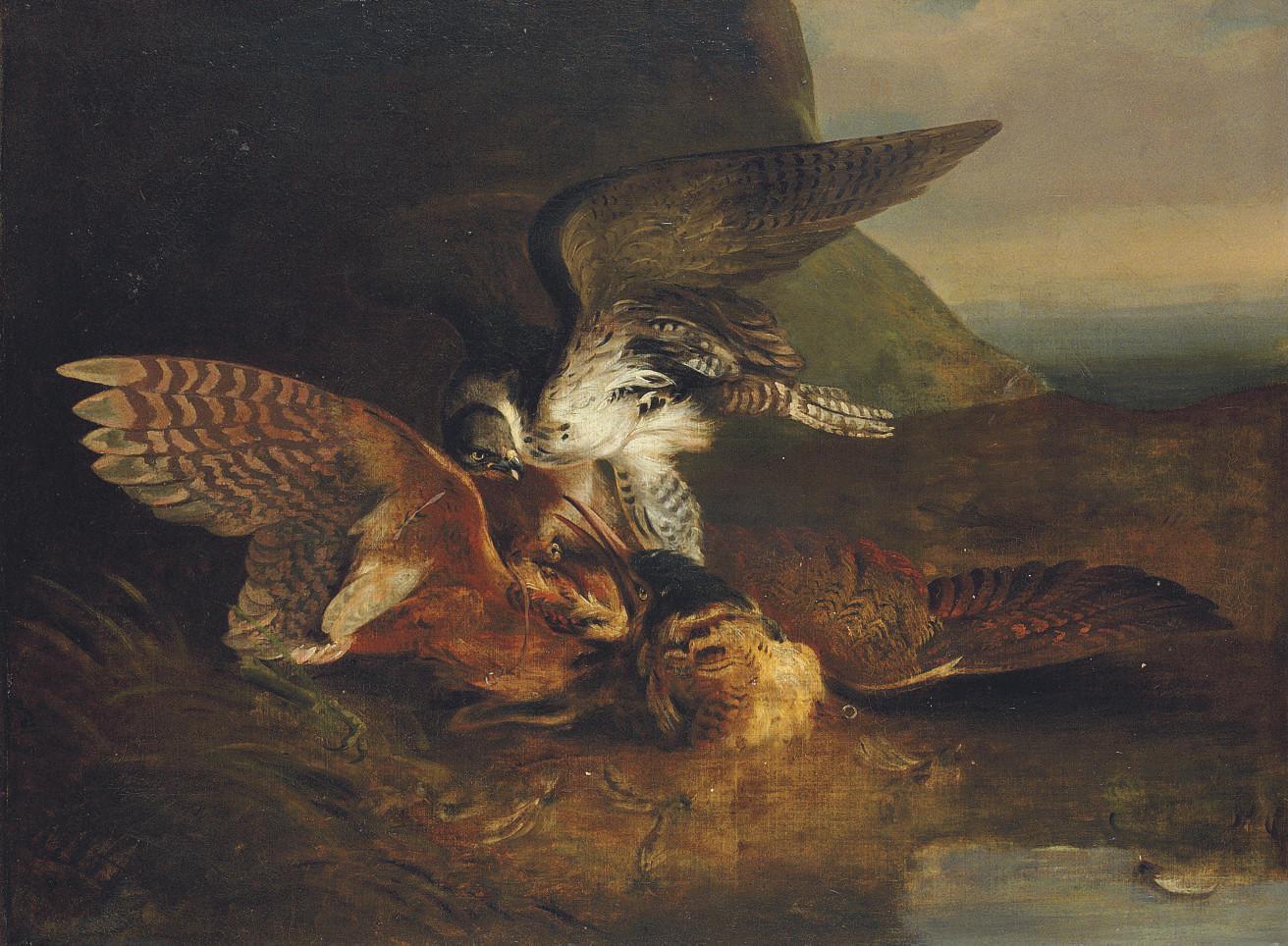 Sawrey Gilpin, R.A. - Hawk killing a bittern