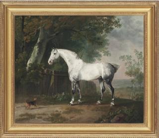 Sawrey Gilpin - A Grey Horse And A Spaniel In A Landscape
