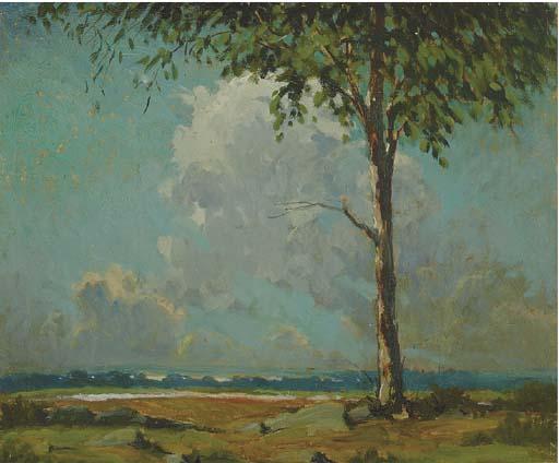 Saxton Burr - Landscape with tree under a blue sky