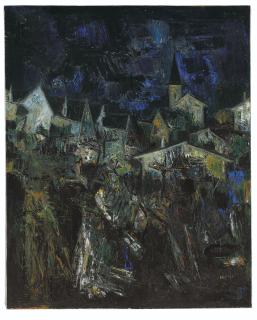 Sayed Haider Raza - Untitled (Village dans la Nuit)