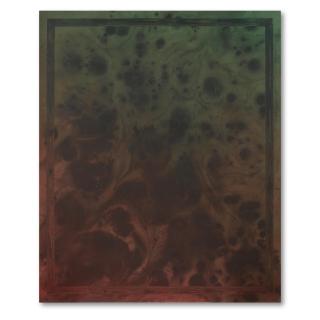 Sayre Gomez - Untitled Painting in Red Over Green w/ Painted Faux Wood Grain Frame, 2014
